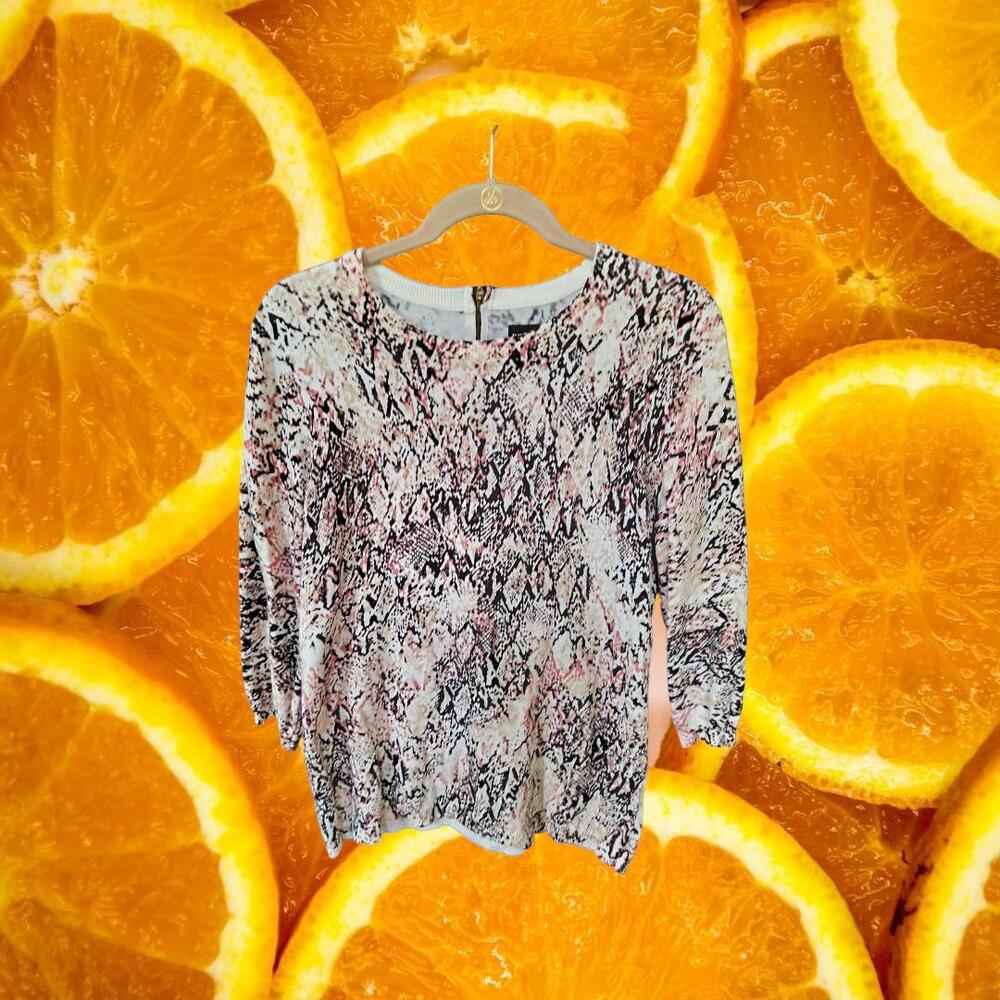 Dana Buchman‎ Patterned 3/4 Sleeve Blouse Size Large